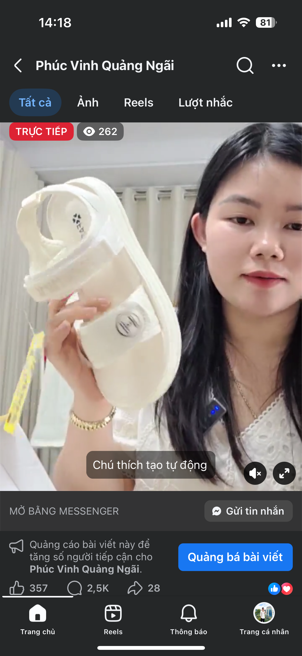 Phúc Vinh — tin nhắn khách về shop